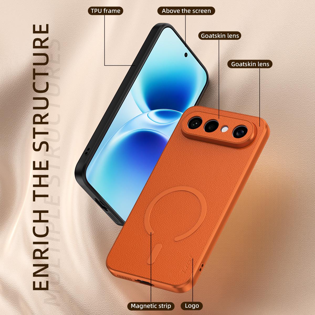For vivo S50 Pro mini 5G Goatskin Vegan Leather Magnetic Phone Case - Black - EDA009817303B
