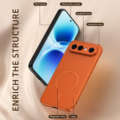 For vivo S50 Pro mini 5G Goatskin Vegan Leather Magnetic Phone Case - Blue - EDA009817303C