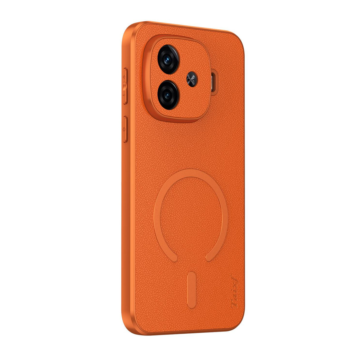 For vivo iQOO Z9 Turbo Goatskin Vegan Leather Magnetic Phone Case - Orange - EDA009817306A