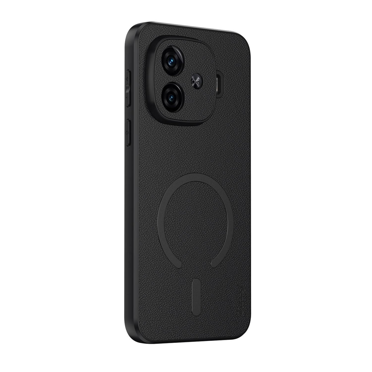 For vivo iQOO Z9 Turbo Goatskin Vegan Leather Magnetic Phone Case - Black - EDA009817306B