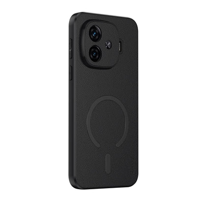 For vivo iQOO Z9 Turbo Goatskin Vegan Leather Magnetic Phone Case - Black - EDA009817306B