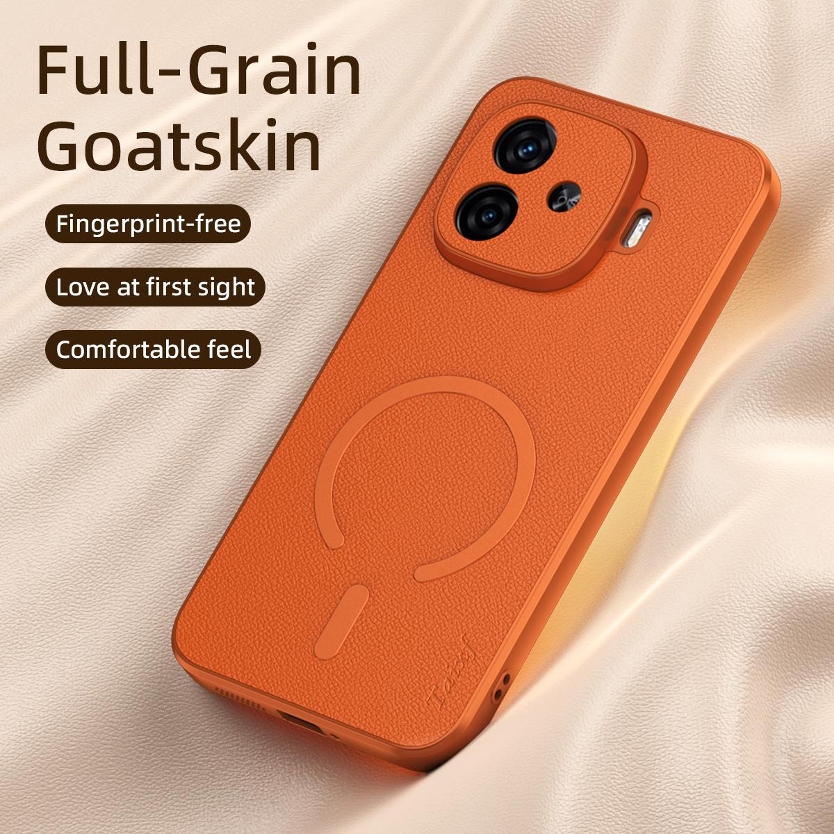 For vivo iQOO Z9 Turbo Goatskin Vegan Leather Magnetic Phone Case - Blue - EDA009817306C