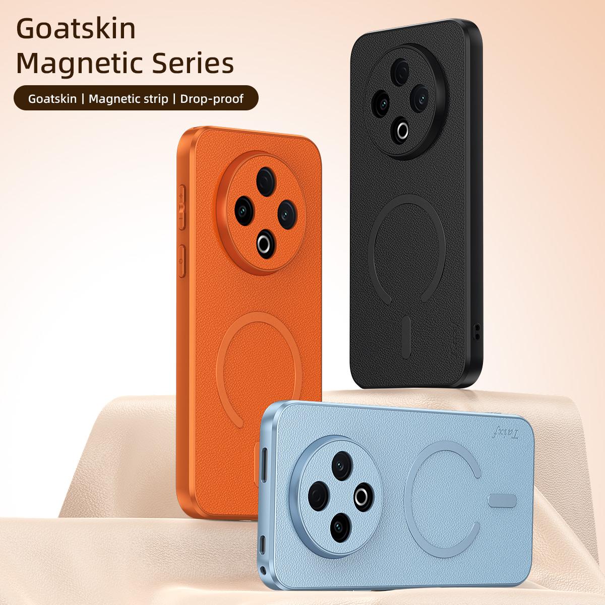 For vivo Y500 5G Goatskin Vegan Leather Magnetic Phone Case - Blue - EDA009817307C