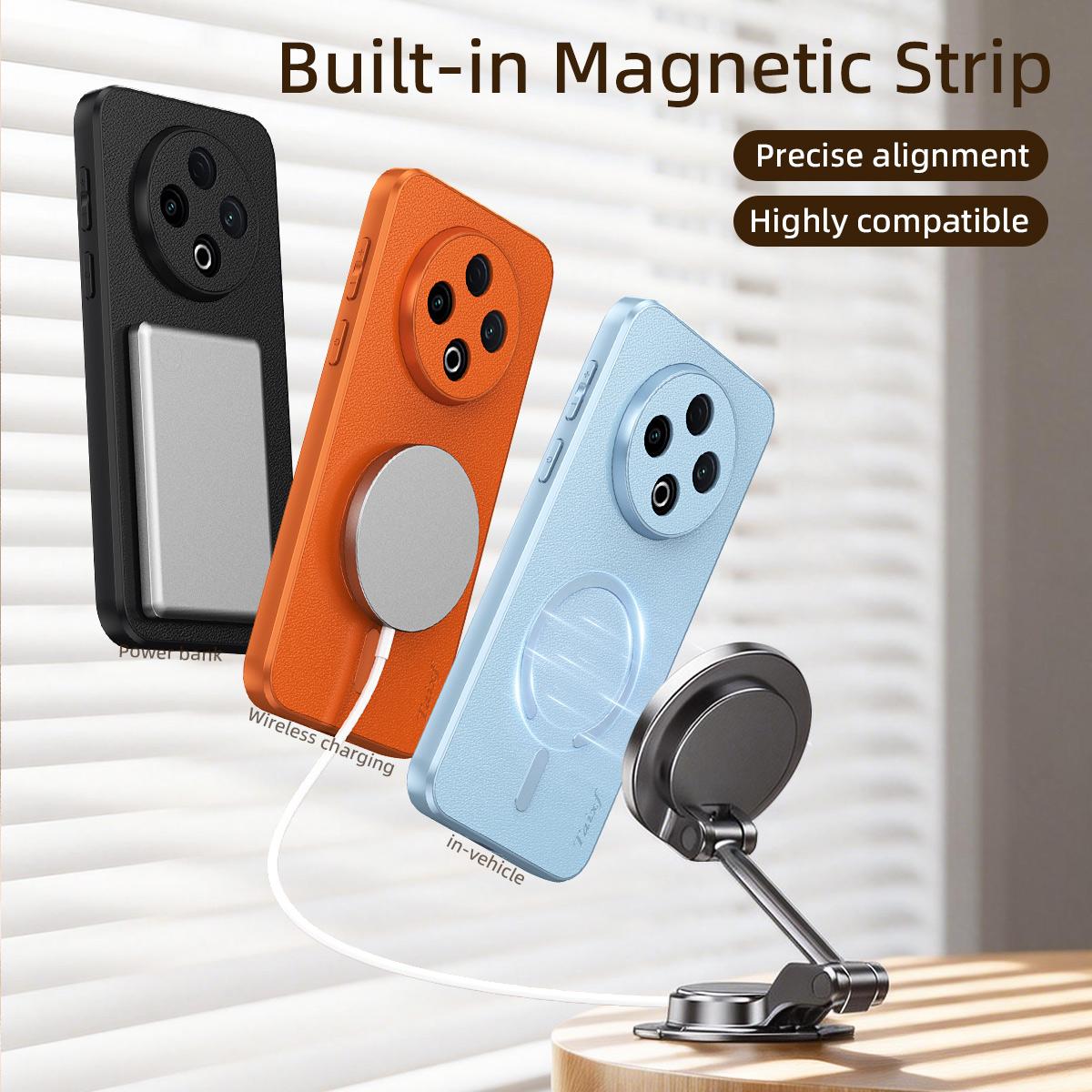 For vivo Y500 5G Goatskin Vegan Leather Magnetic Phone Case - Blue - EDA009817307C