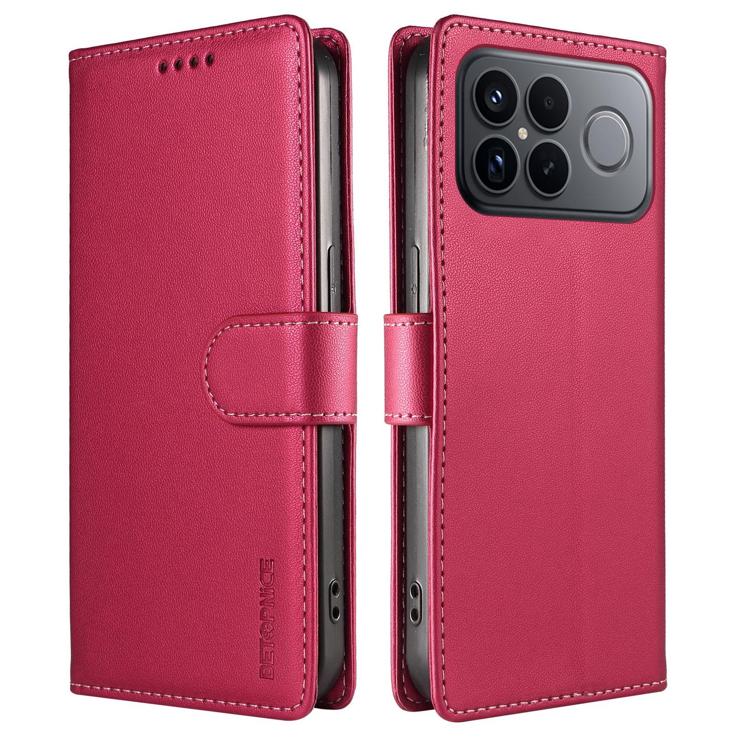 For Redmi K90 Pro Max / Poco F8 Ultra 5G BETOPNICE Pearlescent RFID Vegan Leather Phone Case with Strap(Red)