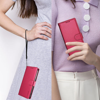 For Redmi 17 5G / 4G Global 170mm BETOPNICE Pearlescent RFID Vegan Leather Phone Case with Strap(Red)