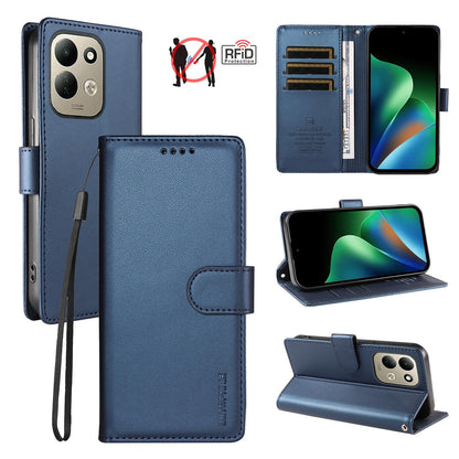 For Redmi 17 5G / 4G Global 170mm BETOPNICE Pearlescent RFID Vegan Leather Phone Case with Strap(Blue)