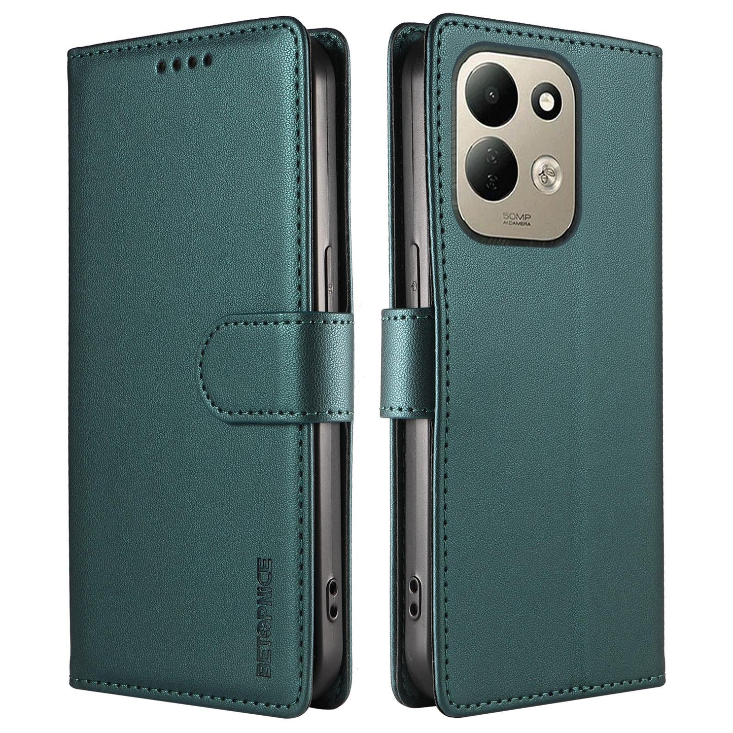 For Redmi 17 5G / 4G Global 170mm BETOPNICE Pearlescent RFID Vegan Leather Phone Case with Strap(Green)
