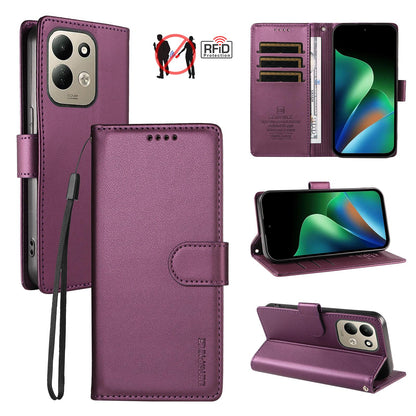 For Redmi 17 5G / 4G Global 170mm BETOPNICE Pearlescent RFID Vegan Leather Phone Case with Strap(Purple)