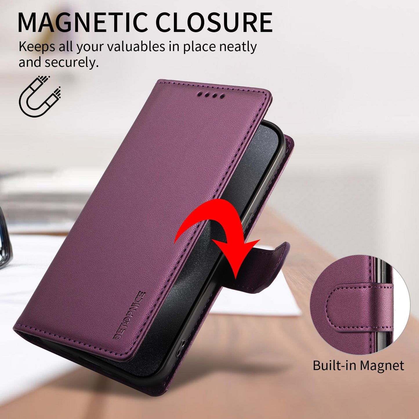For Redmi 17 5G / 4G Global 170mm BETOPNICE Pearlescent RFID Vegan Leather Phone Case with Strap(Purple)