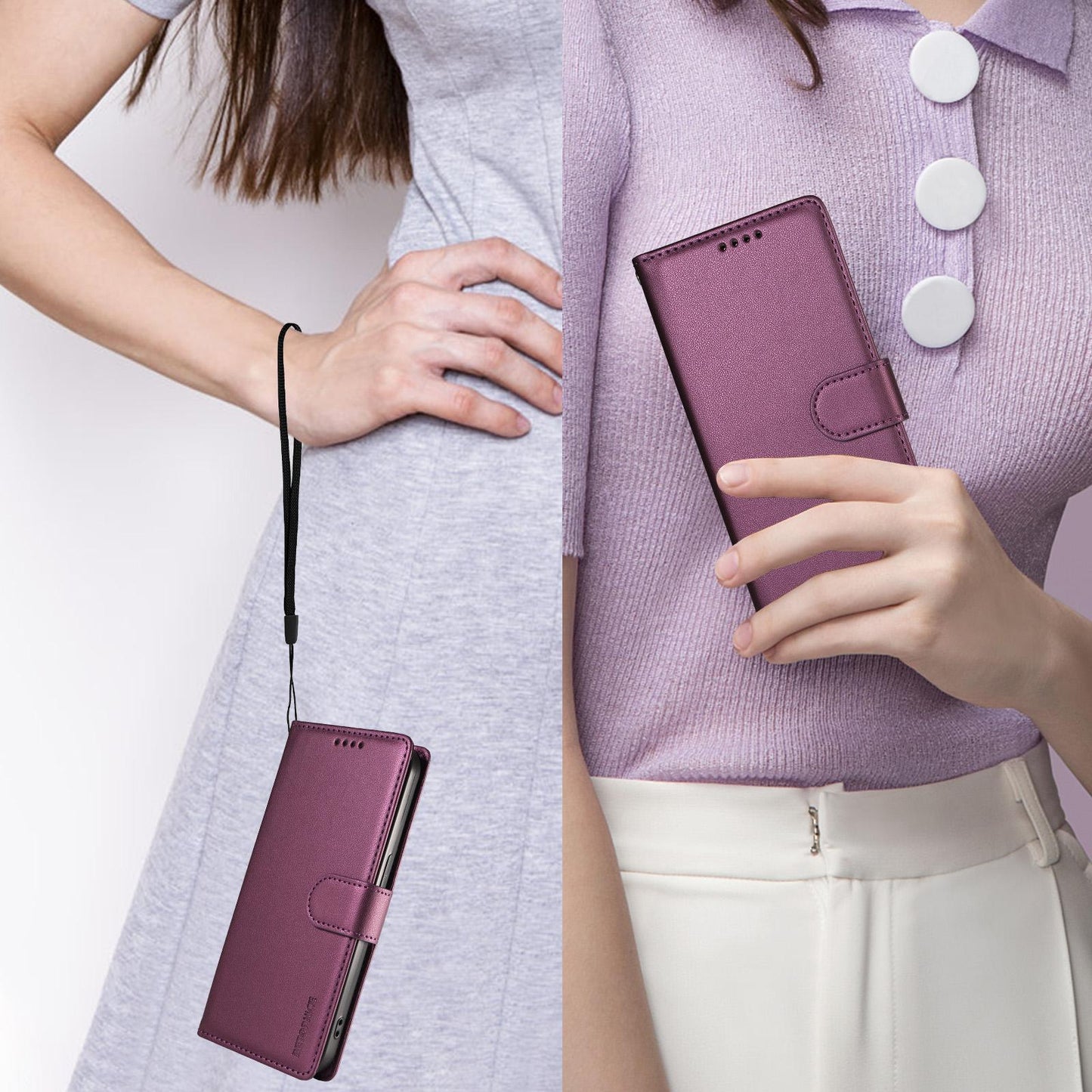 For Redmi 17 5G / 4G Global 170mm BETOPNICE Pearlescent RFID Vegan Leather Phone Case with Strap(Purple)