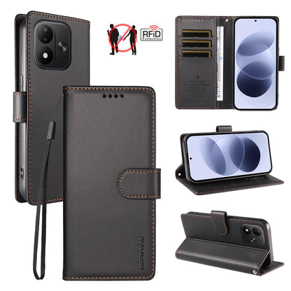 For Redmi Note 17 5G / 4G Global 171mm BETOPNICE Pearlescent RFID Vegan Leather Phone Case with Strap(Black)