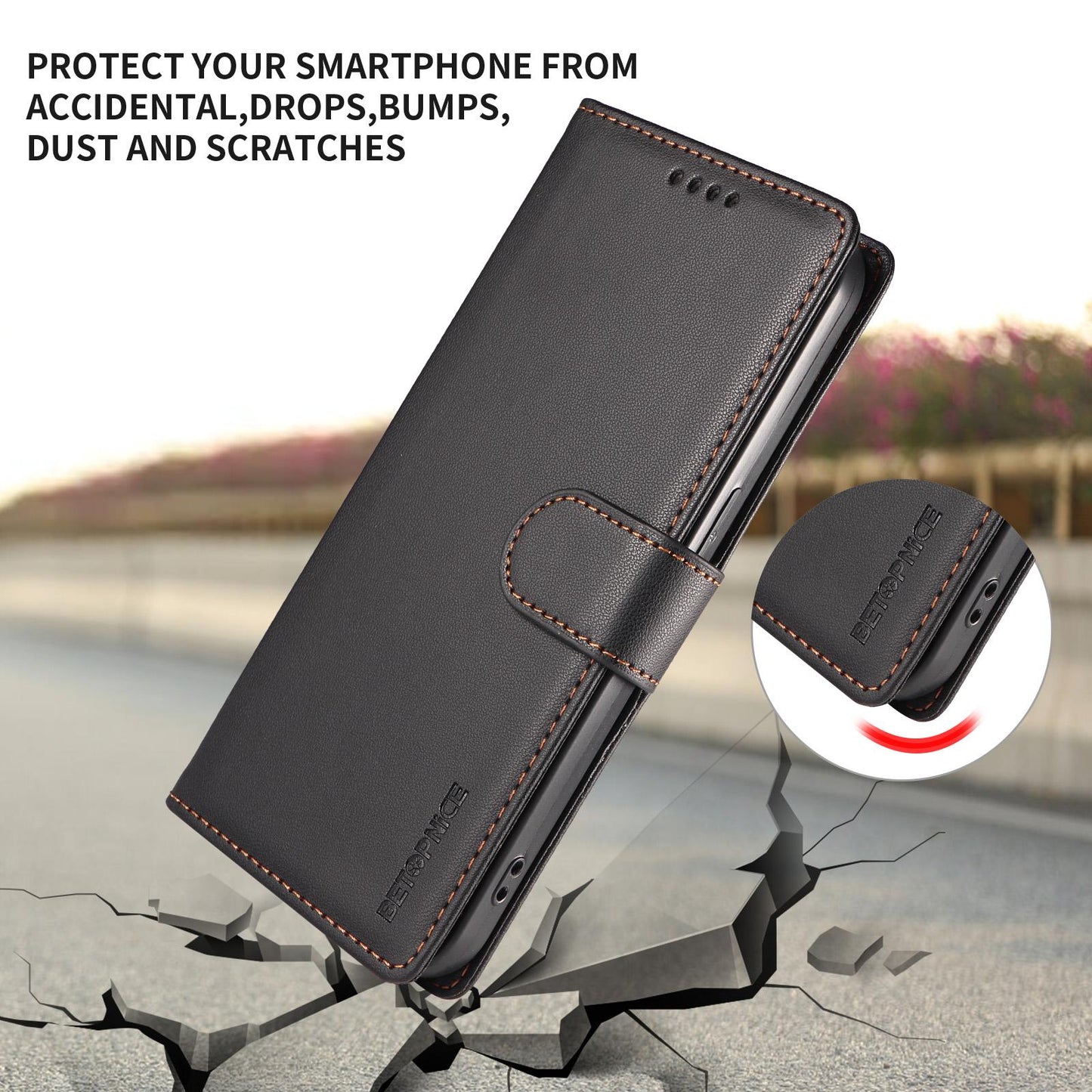 For Redmi Note 17 5G / 4G Global 171mm BETOPNICE Pearlescent RFID Vegan Leather Phone Case with Strap(Black)