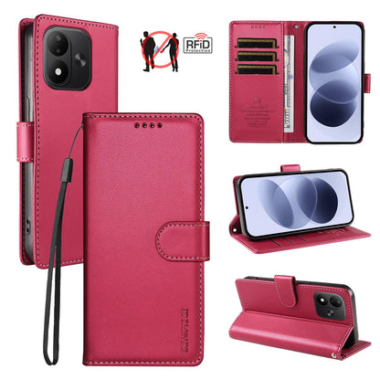 For Redmi Note 17 5G / 4G Global 171mm BETOPNICE Pearlescent RFID Vegan Leather Phone Case with Strap(Red)