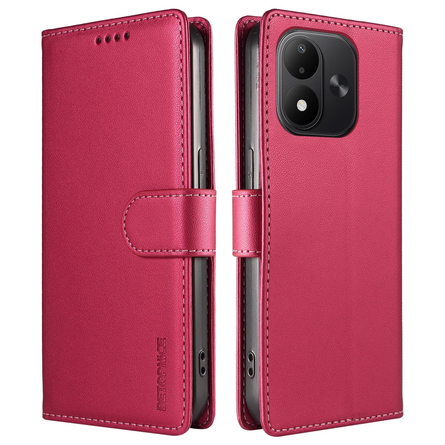 For Redmi Note 17 5G / 4G Global 171mm BETOPNICE Pearlescent RFID Vegan Leather Phone Case with Strap(Red)