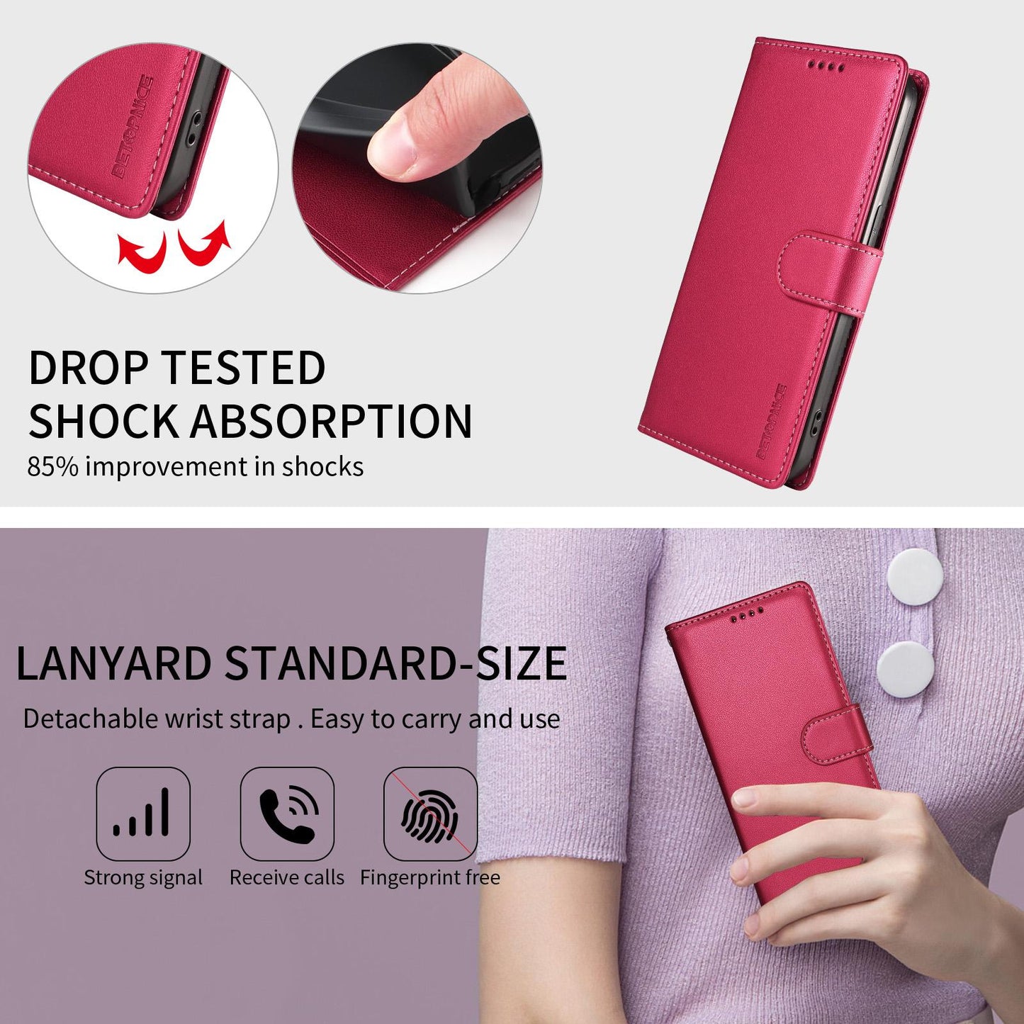 For Redmi Note 17 5G / 4G Global 171mm BETOPNICE Pearlescent RFID Vegan Leather Phone Case with Strap(Red)