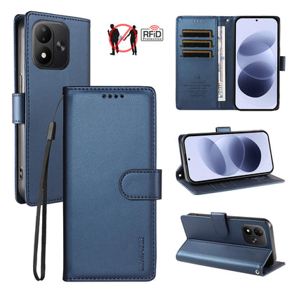 For Redmi Note 17 5G / 4G Global 171mm BETOPNICE Pearlescent RFID Vegan Leather Phone Case with Strap(Blue)