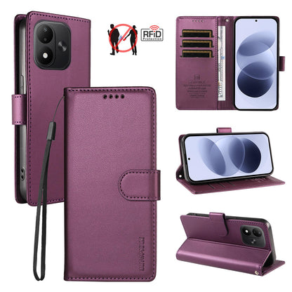For Redmi Note 17 5G / 4G Global 171mm BETOPNICE Pearlescent RFID Vegan Leather Phone Case with Strap(Purple)