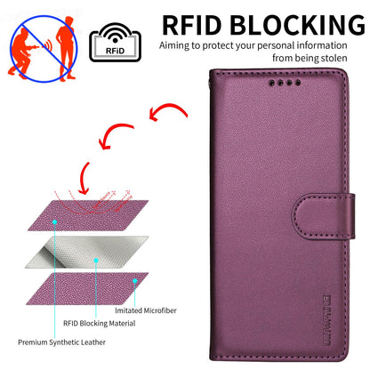 For Redmi Note 17 5G / 4G Global 171mm BETOPNICE Pearlescent RFID Vegan Leather Phone Case with Strap(Purple)