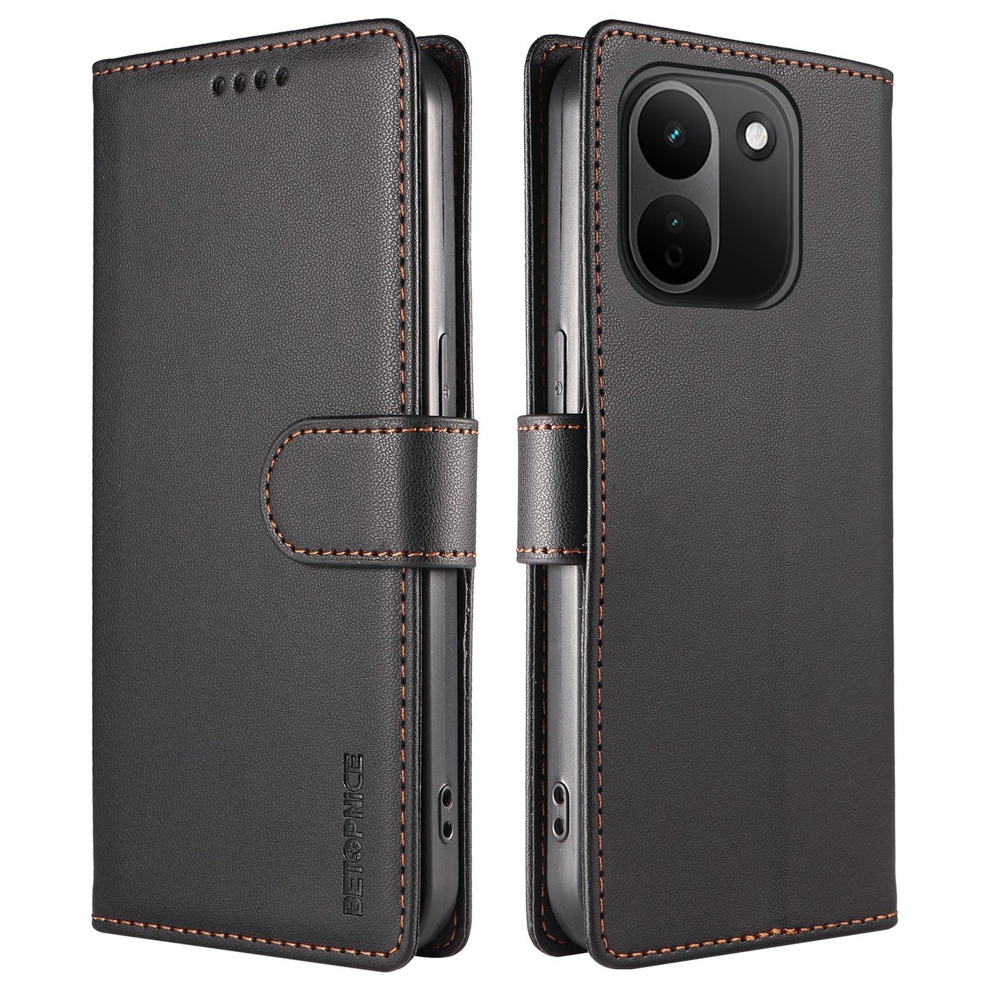 For Redmi Note 17 Pro+ 5G Global 163mm BETOPNICE Pearlescent RFID Vegan Leather Phone Case with Strap(Black)