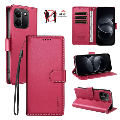 For Redmi Note 17 Pro+ 5G Global 163mm BETOPNICE Pearlescent RFID Vegan Leather Phone Case with Strap(Red)