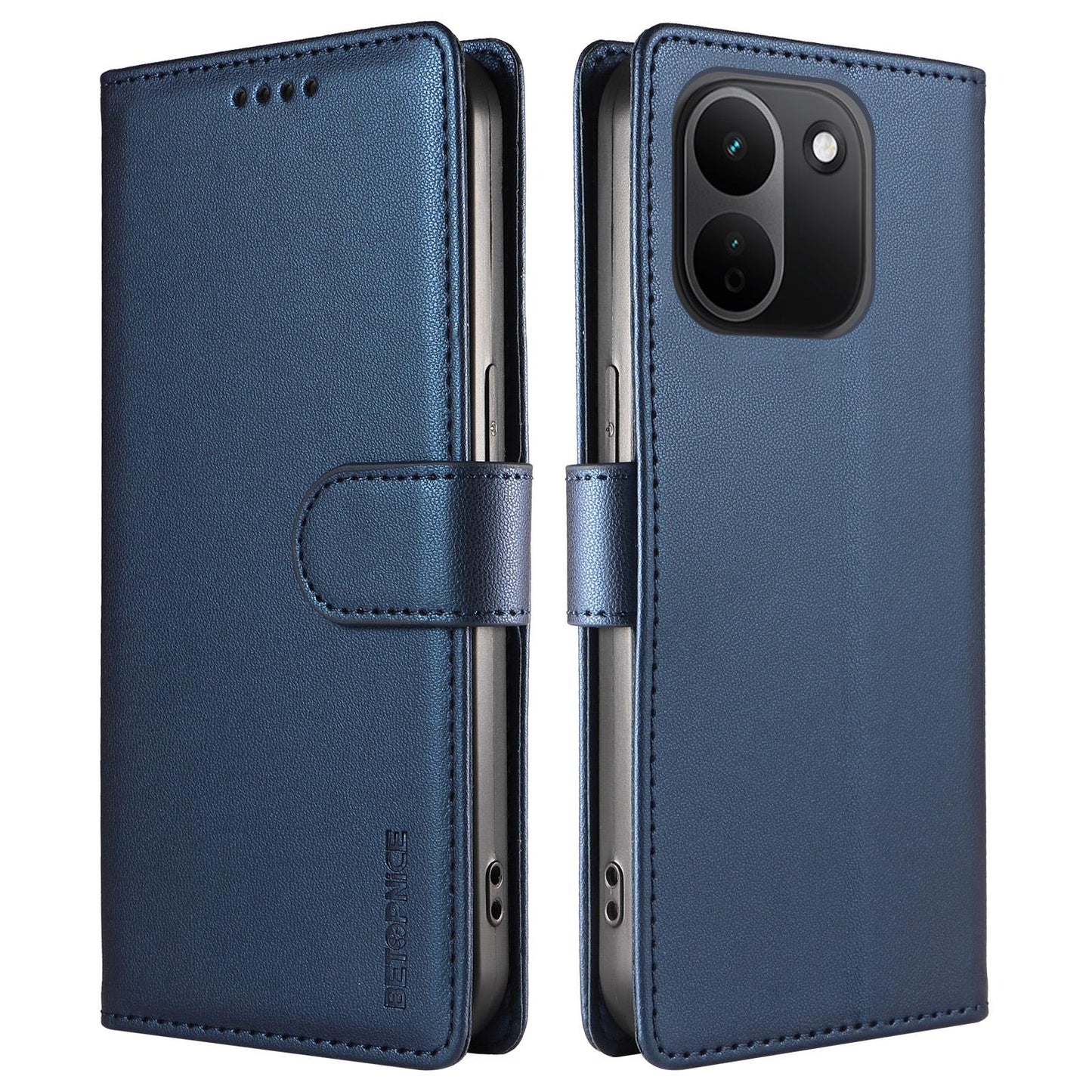 For Redmi Note 17 Pro+ 5G Global 163mm BETOPNICE Pearlescent RFID Vegan Leather Phone Case with Strap(Blue)