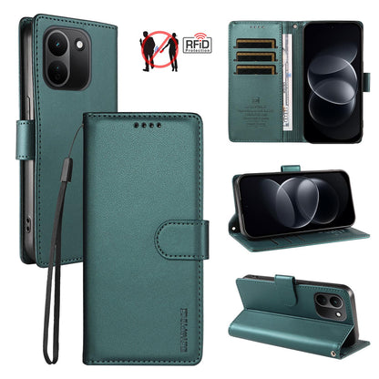 For Redmi Note 17 Pro+ 5G Global 163mm BETOPNICE Pearlescent RFID Vegan Leather Phone Case with Strap(Green)