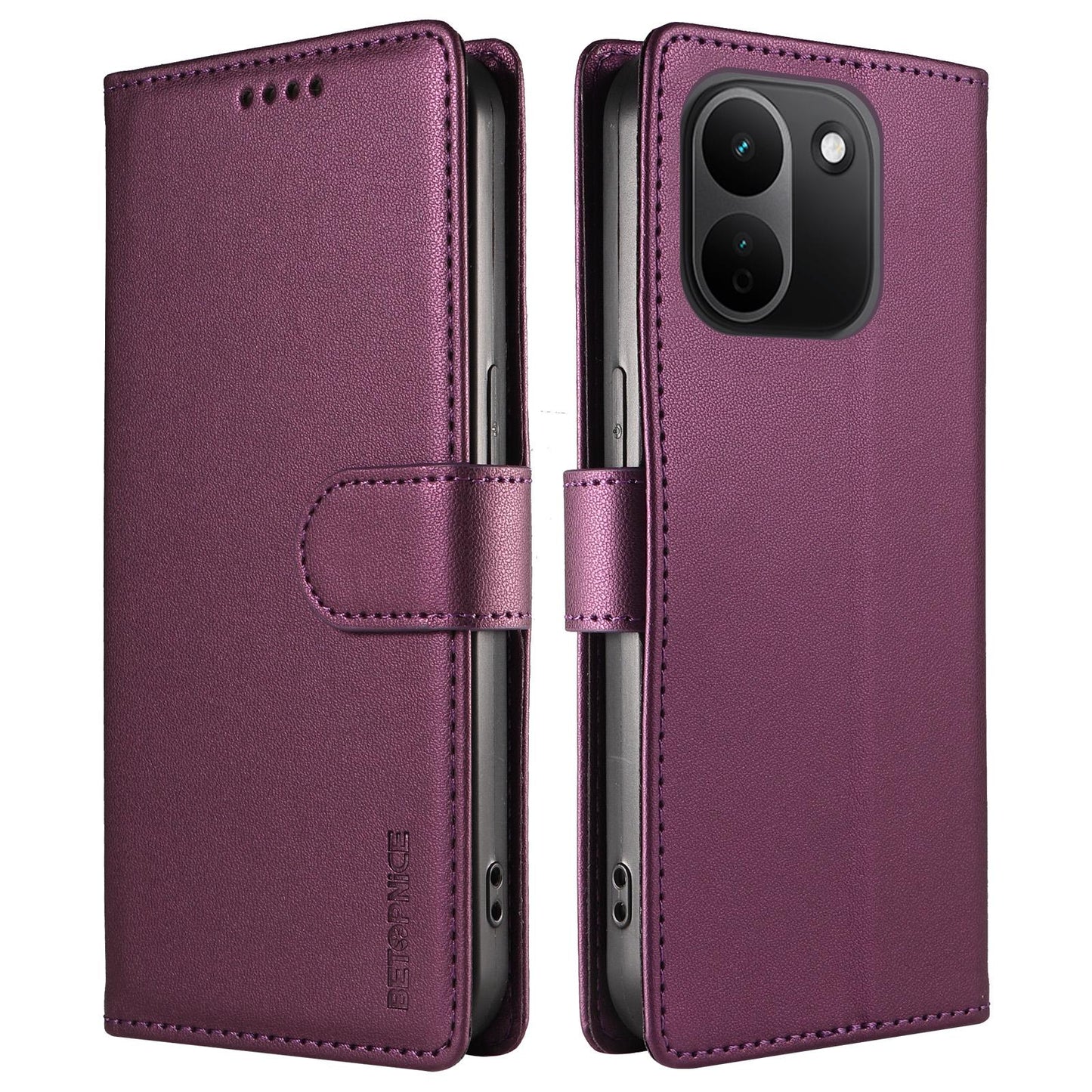 For Redmi Note 17 Pro+ 5G Global 163mm BETOPNICE Pearlescent RFID Vegan Leather Phone Case with Strap(Purple)
