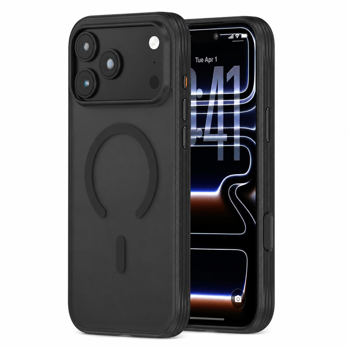 For iPhone 17 Pro Textured Non-slip Shockproof Magnetic Phone Case - Black - EDA009818702A