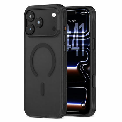 For iPhone 17 Pro Textured Non-slip Shockproof Magnetic Phone Case - Black - EDA009818702A