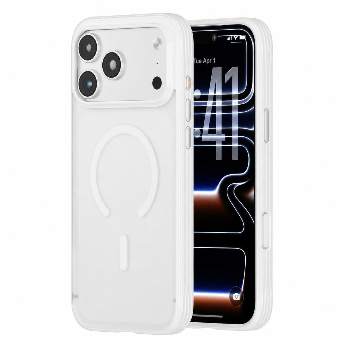 For iPhone 17 Pro Textured Non-slip Shockproof Magnetic Phone Case - White - EDA009818702B