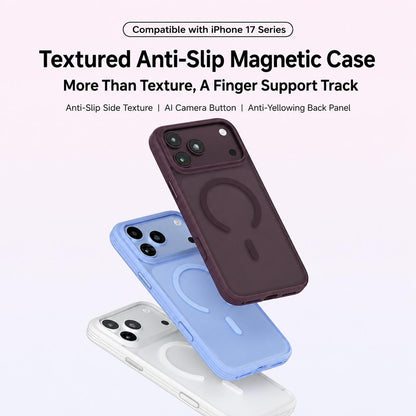 For iPhone 17 Pro Textured Non-slip Shockproof Magnetic Phone Case - Purple - EDA009818702F