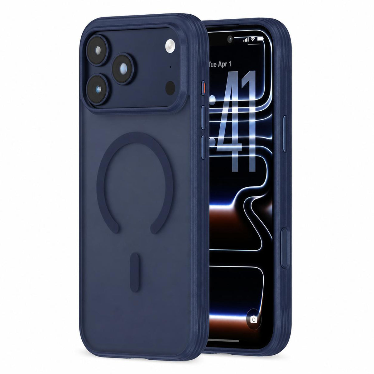 For iPhone 18 Pro Max Textured Non-slip Shockproof Magnetic Phone Case - Dark Blue - EDA009818703D