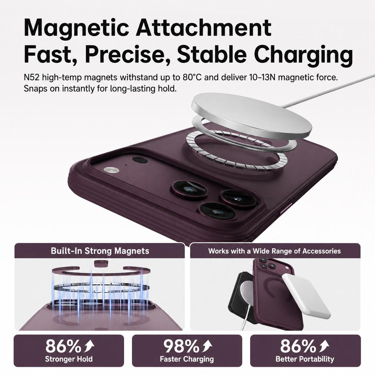 For iPhone 18 Pro Max Textured Non-slip Shockproof Magnetic Phone Case - Purple - EDA009818703F