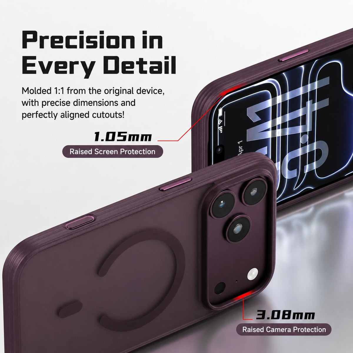 For iPhone 18 Pro Max Textured Non-slip Shockproof Magnetic Phone Case - Purple - EDA009818703F