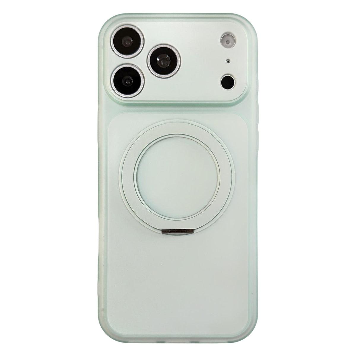 For iPhone 17 Pro Max Skin Feel Frosted Liquid Silicone 360 Rotating Holder Magnetic Phone Case - Green - EDA009818801A