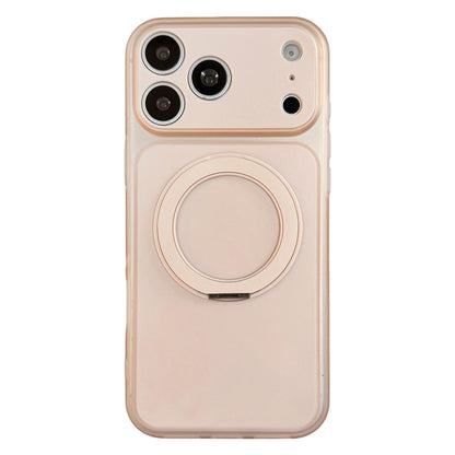 For iPhone 17 Pro Max Skin Feel Frosted Liquid Silicone 360 Rotating Holder Magnetic Phone Case - Pink - EDA009818801B