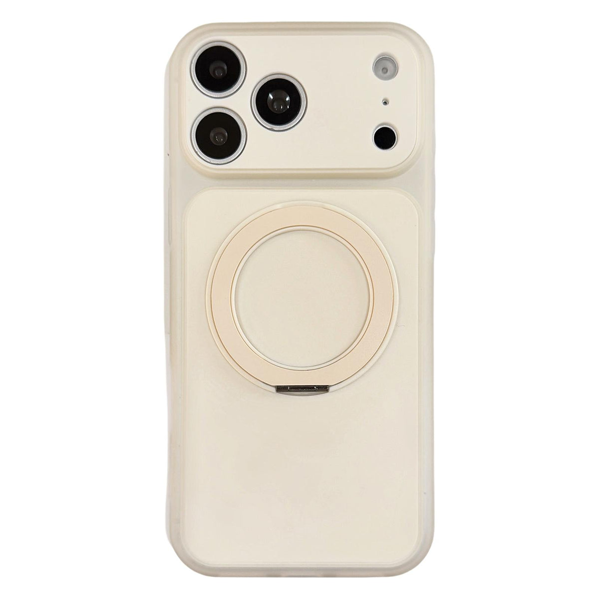 For iPhone 17 Pro Max Skin Feel Frosted Liquid Silicone 360 Rotating Holder Magnetic Phone Case - White - EDA009818801C