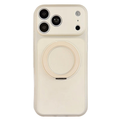 For iPhone 17 Pro Max Skin Feel Frosted Liquid Silicone 360 Rotating Holder Magnetic Phone Case - White - EDA009818801C
