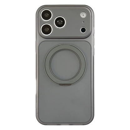 For iPhone 17 Pro Max Skin Feel Frosted Liquid Silicone 360 Rotating Holder Magnetic Phone Case - Gray - EDA009818801D