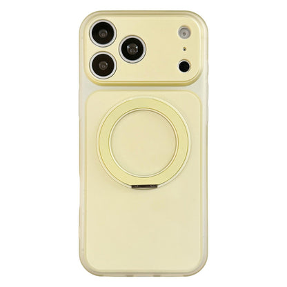 For iPhone 17 Pro Max Skin Feel Frosted Liquid Silicone 360 Rotating Holder Magnetic Phone Case - Yellow - EDA009818801E
