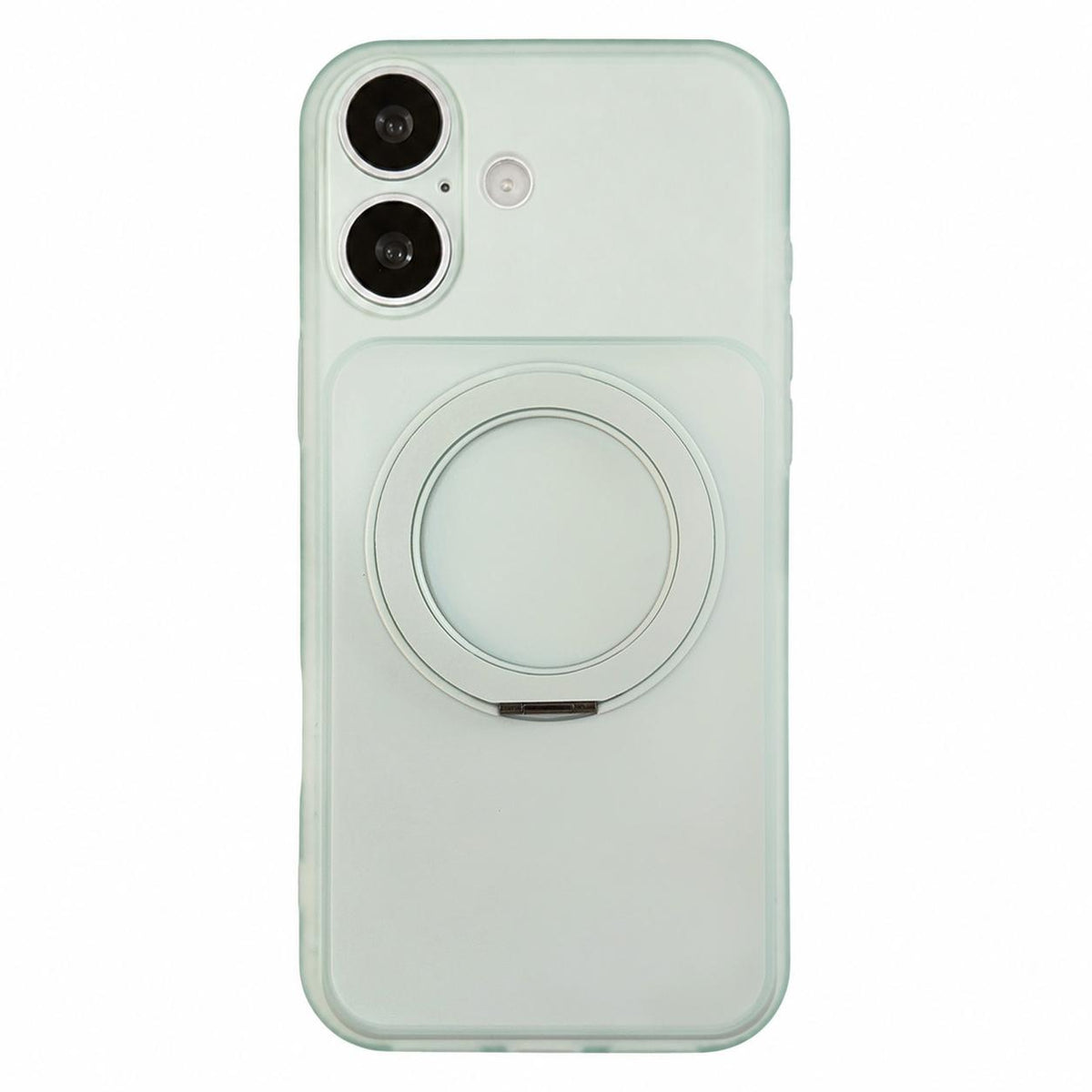 For iPhone 17 Skin Feel Frosted Liquid Silicone 360 Rotating Holder Magnetic Phone Case - Green - EDA009818803A
