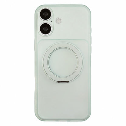 For iPhone 17 Skin Feel Frosted Liquid Silicone 360 Rotating Holder Magnetic Phone Case - Green - EDA009818803A