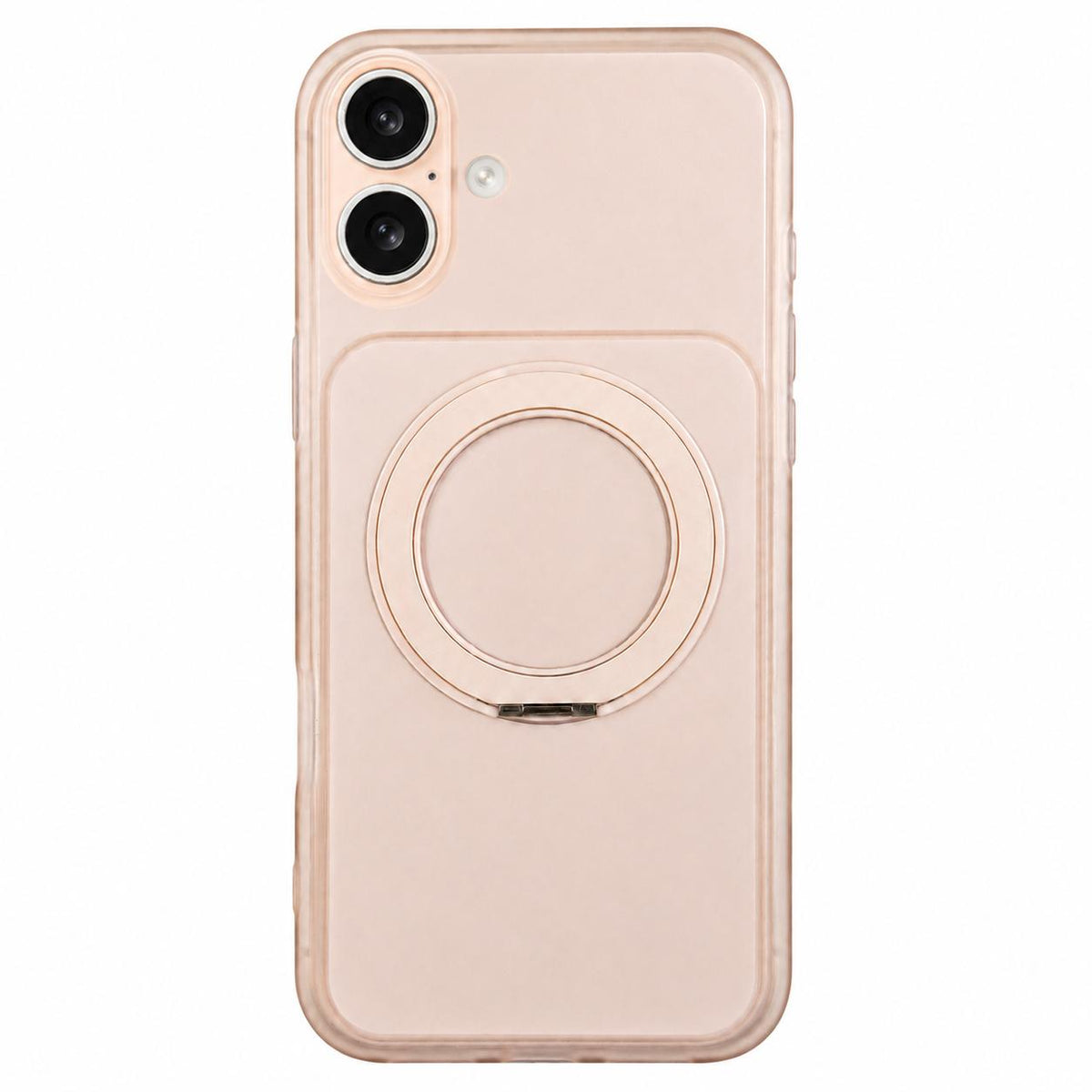 For iPhone 17 Skin Feel Frosted Liquid Silicone 360 Rotating Holder Magnetic Phone Case - Pink - EDA009818803B