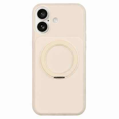 For iPhone 17 Skin Feel Frosted Liquid Silicone 360 Rotating Holder Magnetic Phone Case - White - EDA009818803C