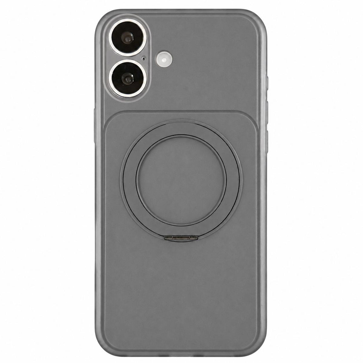 For iPhone 17 Skin Feel Frosted Liquid Silicone 360 Rotating Holder Magnetic Phone Case - Gray - EDA009818803D
