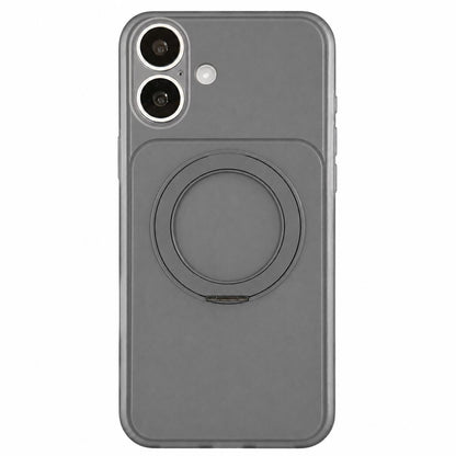 For iPhone 17 Skin Feel Frosted Liquid Silicone 360 Rotating Holder Magnetic Phone Case - Gray - EDA009818803D