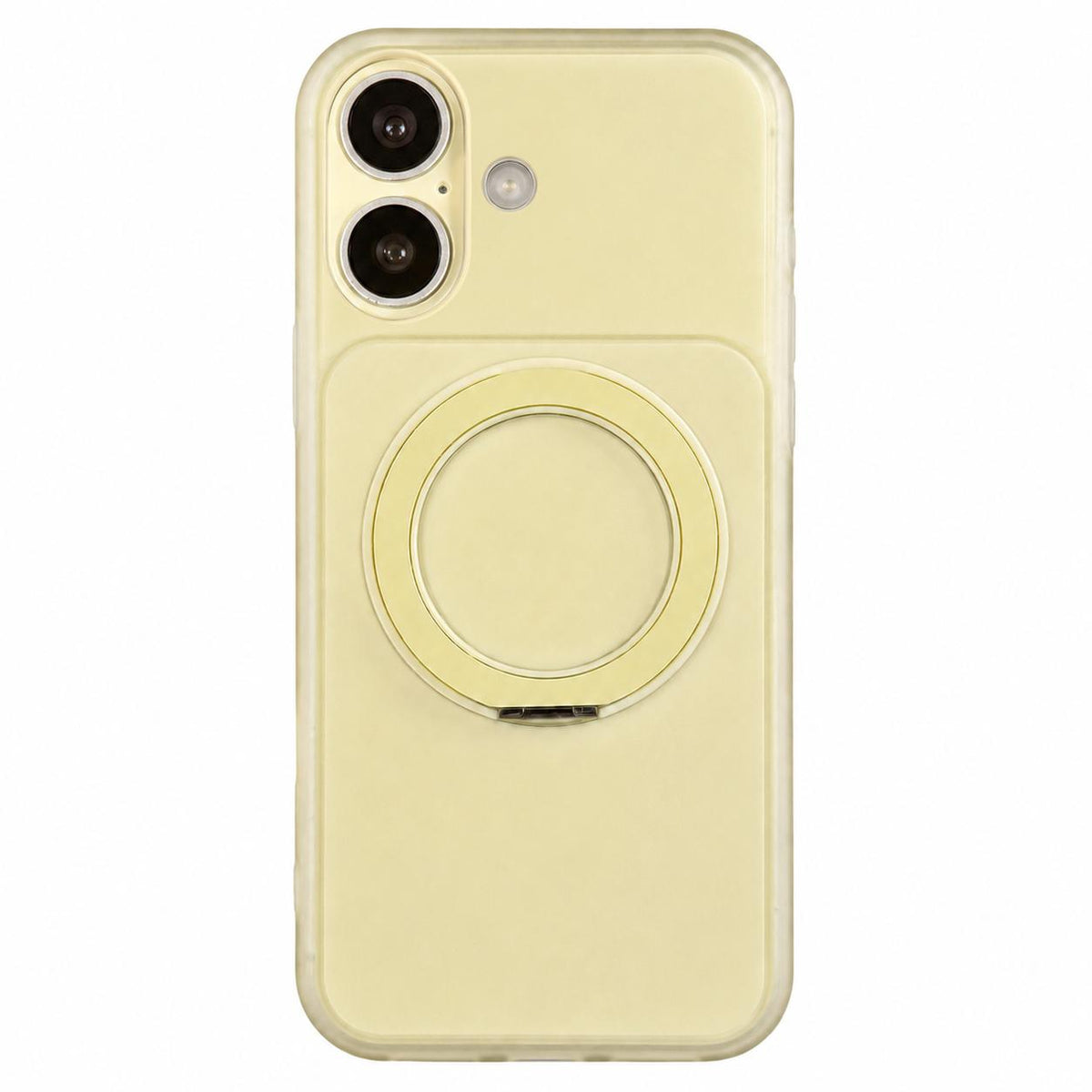 For iPhone 17 Skin Feel Frosted Liquid Silicone 360 Rotating Holder Magnetic Phone Case - Yellow - EDA009818803E