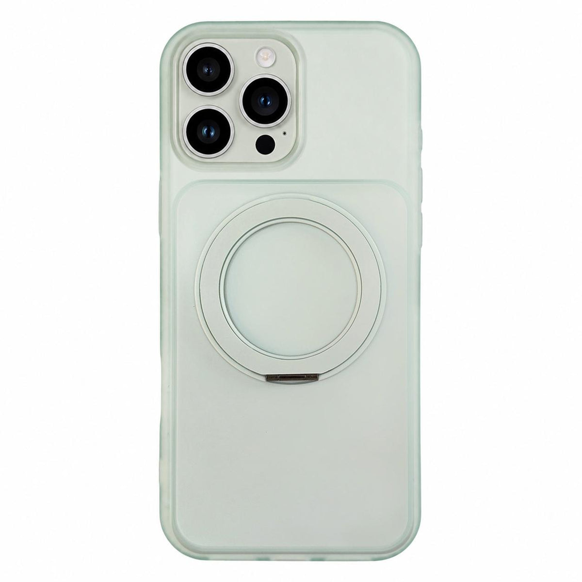 For iPhone 16 Pro Max Skin Feel Frosted Liquid Silicone 360 Rotating Holder Magnetic Phone Case - Green - EDA009818804A