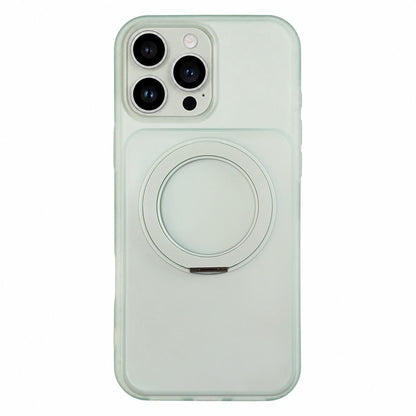 For iPhone 15 Pro Skin Feel Frosted Liquid Silicone 360 Rotating Holder Magnetic Phone Case - Green - EDA009818808A